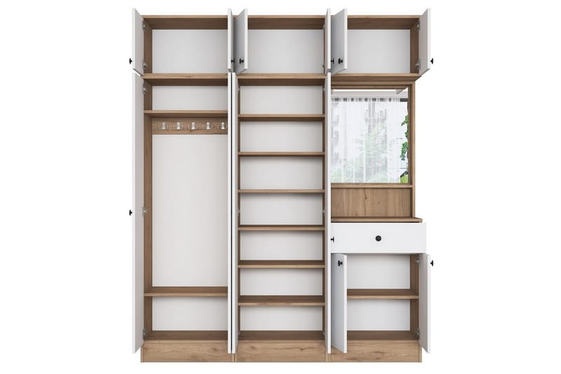 Donel Hallfurniture sæt - Hvid/Lysfarvet træ - Møbler - Entrémøbler - Møbelsæt til hall og entre