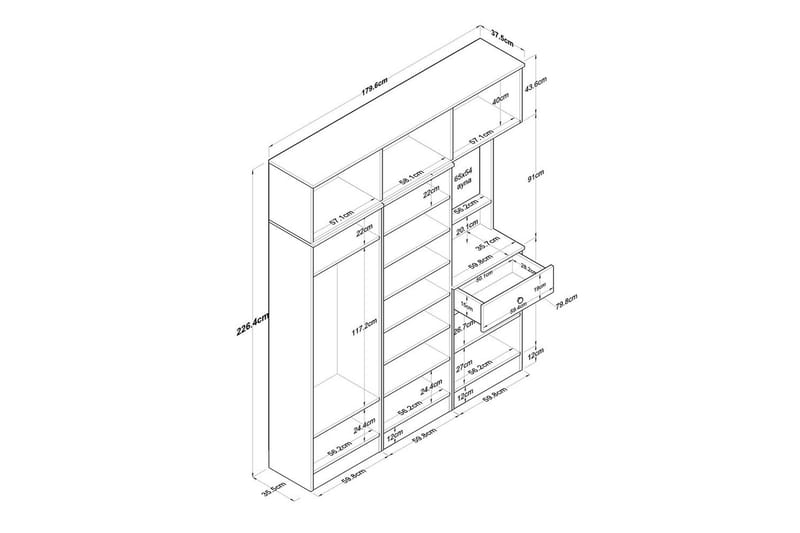 Donel Hallfurniture sæt - Hvid/Lysfarvet træ - Møbler - Entrémøbler - Møbelsæt til hall og entre