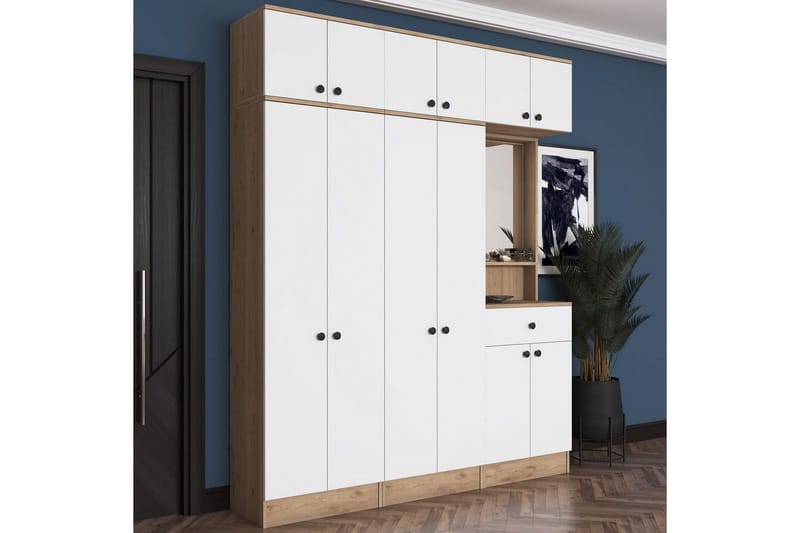 Donel Hallfurniture sæt - Hvid/Lysfarvet træ - Møbler - Entrémøbler - Møbelsæt til hall og entre