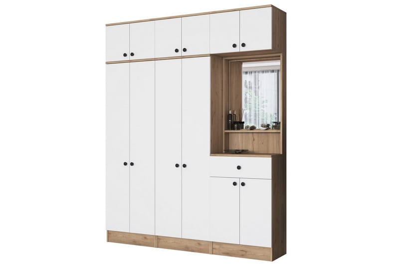 Donel Hallfurniture sæt - Hvid/Lysfarvet træ - Møbler - Entrémøbler - Møbelsæt til hall og entre