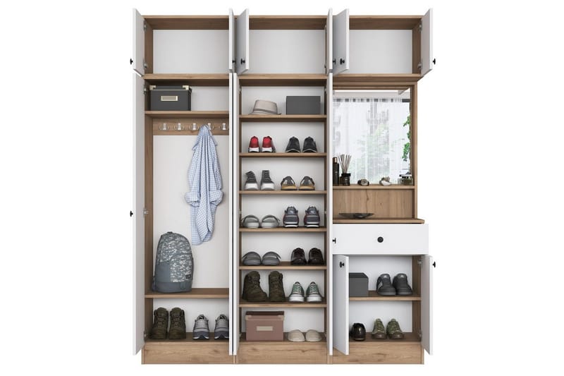 Donel Hallfurniture sæt - Hvid/Lysfarvet træ - Møbler - Entrémøbler - Møbelsæt til hall og entre