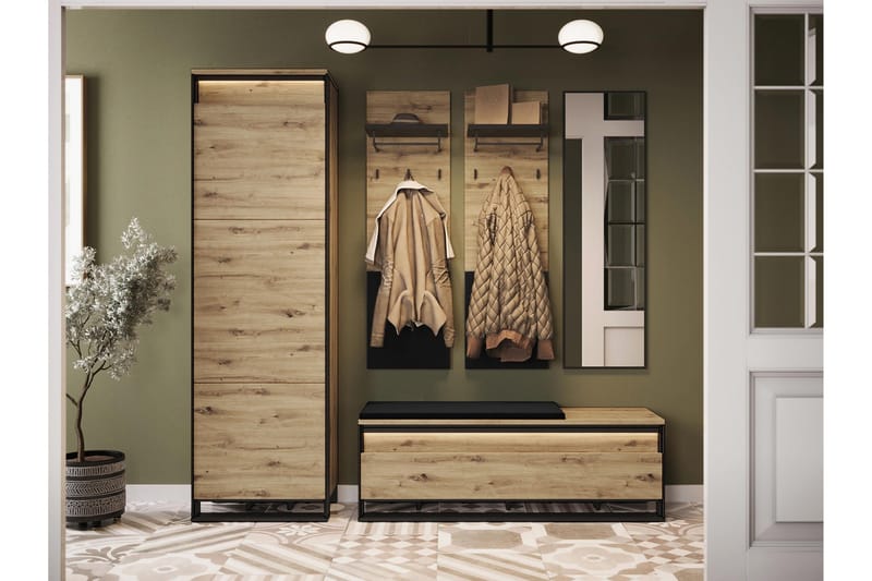 Dorana Entrémøbelsæt - Brun/Beige - Møbler - Entrémøbler - Møbelsæt til hall og entre