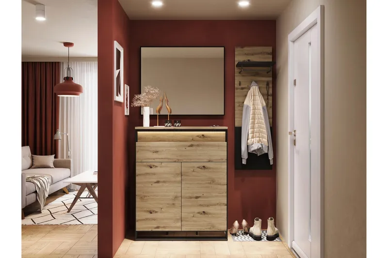 Dorana Entrémøbelsæt - Brun/Sort - Møbler - Entrémøbler - Møbelsæt til hall og entre