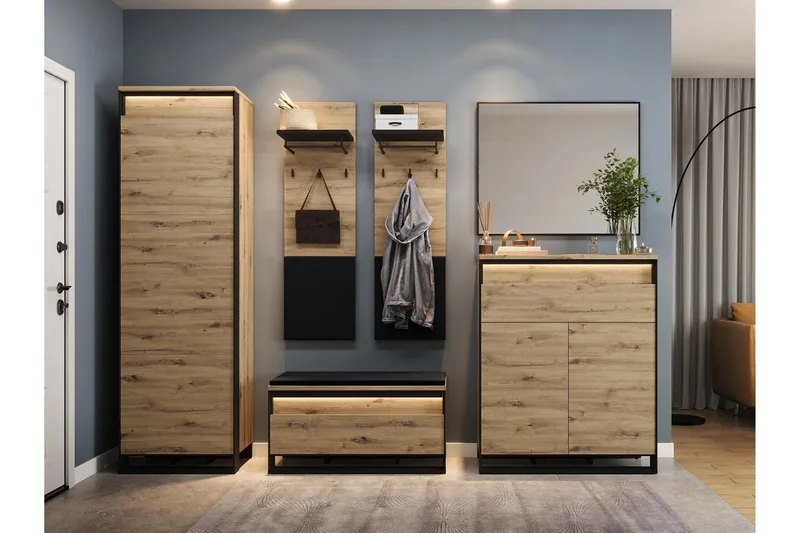 Dorana Entrémøbelsæt - Brun/Sort - Møbler - Entrémøbler - Møbelsæt til hall og entre