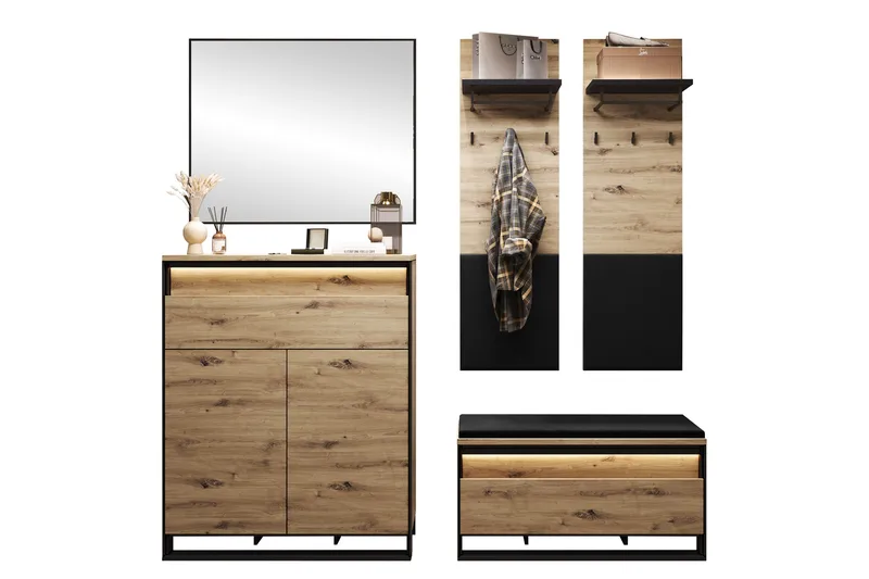 Dorana Entrémøbelsæt, Brun/Sort