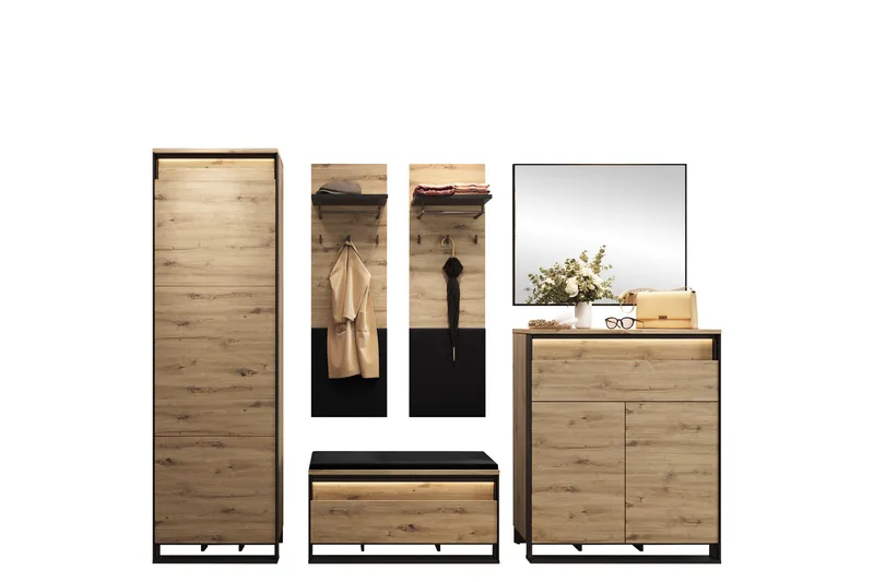 Dorana Entrémøbelsæt, Brun/Sort