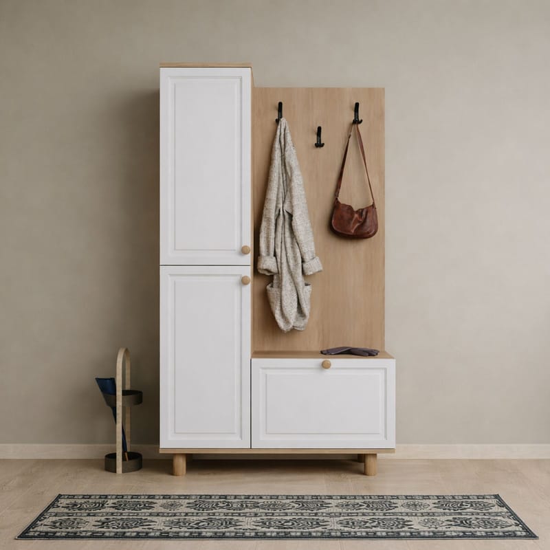 Entremøbel Hanah Home Forma (90 x 173 x 37 cm) Hvid eg - Hvid og eg - Møbler - Entrémøbler - Møbelsæt til hall og entre