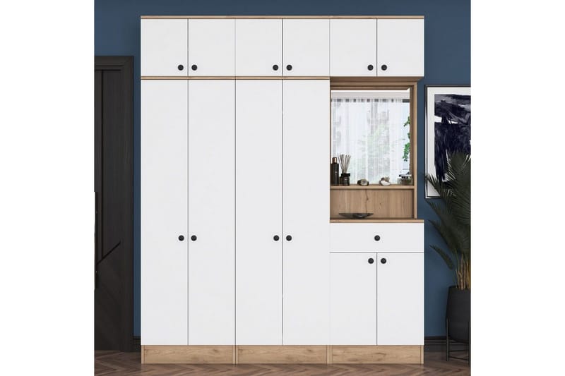 Entrestativ Donel Valnød / Hvid - Valnød / Hvid - Møbler - Entrémøbler - Møbelsæt til hall og entre
