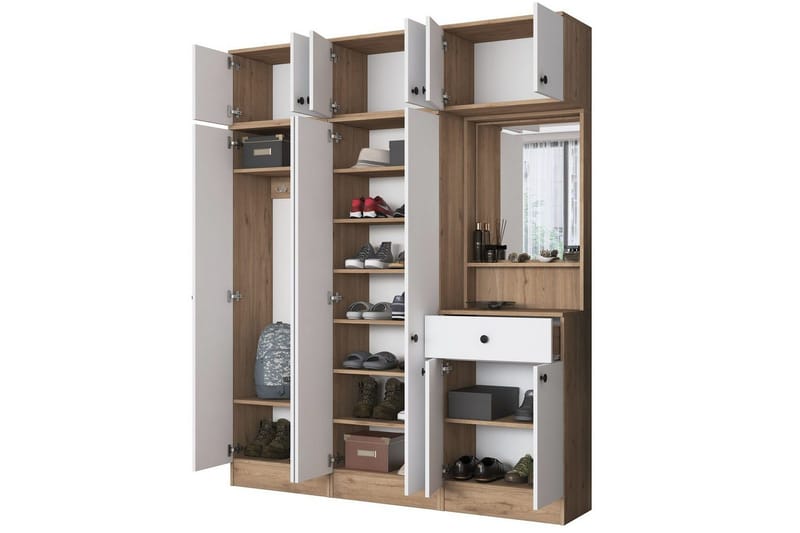 Entrestativ Donel Valnød / Hvid - Valnød / Hvid - Møbler - Entrémøbler - Møbelsæt til hall og entre