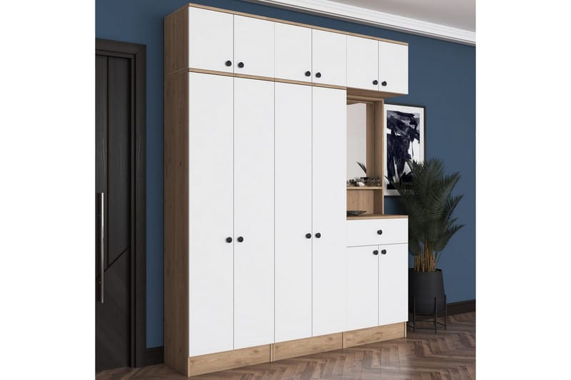 Entrestativ Donel Valnød / Hvid - Valnød / Hvid - Møbler - Entrémøbler - Møbelsæt til hall og entre