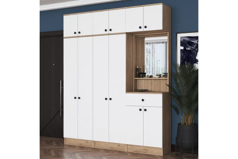 Entrestativ Donel Valnød / Hvid - Valnød / Hvid - Møbler - Entrémøbler - Møbelsæt til hall og entre
