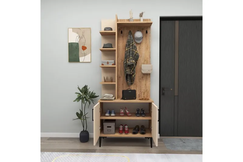 Entrestativ Windholm Atlantic Pine / Beige - Beige/Lysfarvet træ - Møbler - Entrémøbler - Møbelsæt til hall og entre