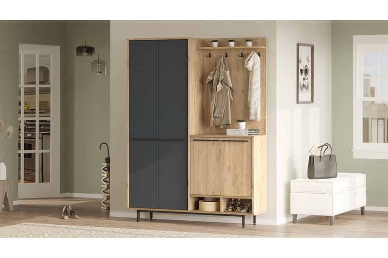 Ethelred Entrémøbelsæt - Eg/Antracit - Møbler - Entrémøbler - Møbelsæt til hall og entre