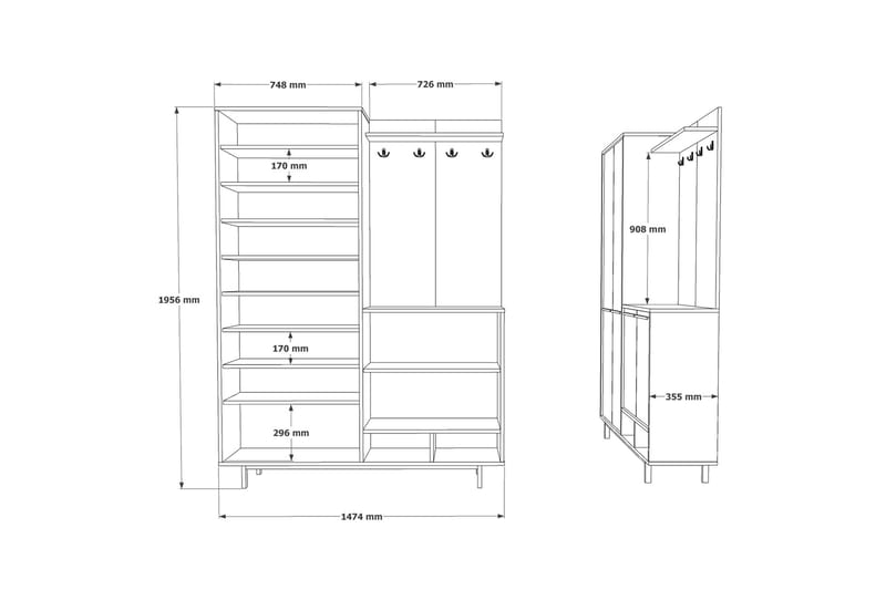 Ethelred Entrémøbelsæt - Hvid - Møbler - Entrémøbler - Møbelsæt til hall og entre