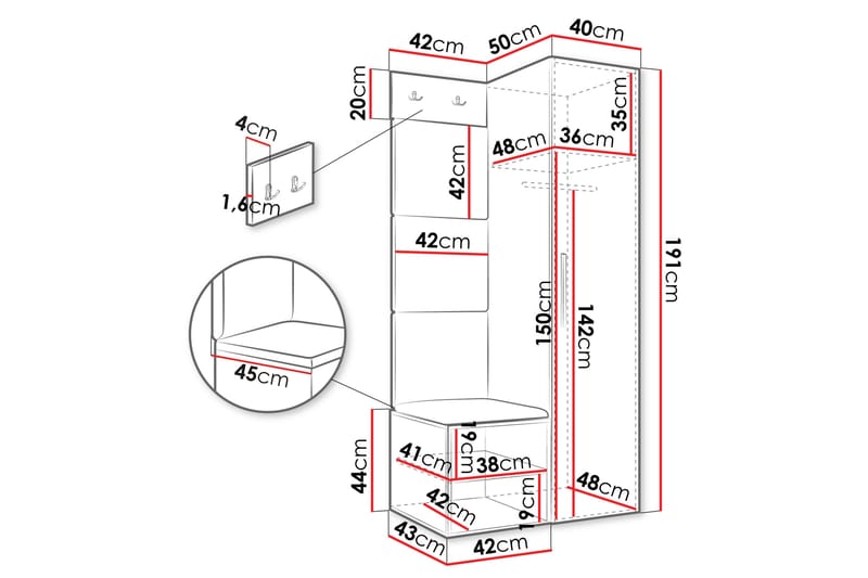Farosa Entrémøbelsæt - Beige - Møbler - Entrémøbler - Møbelsæt til hall og entre