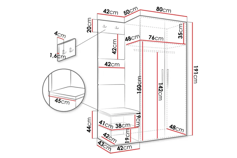 Farosa Entrémøbelsæt - Brun - Møbler - Entrémøbler - Møbelsæt til hall og entre
