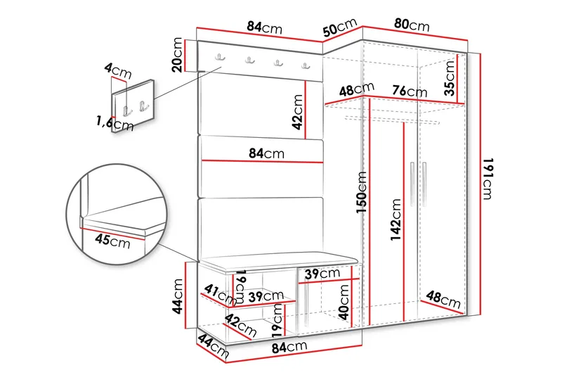 Farosa Entrémøbelsæt - Brun - Møbler - Entrémøbler - Møbelsæt til hall og entre