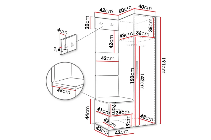 Farosa Entrémøbelsæt - Brun/Beige - Møbler - Entrémøbler - Møbelsæt til hall og entre