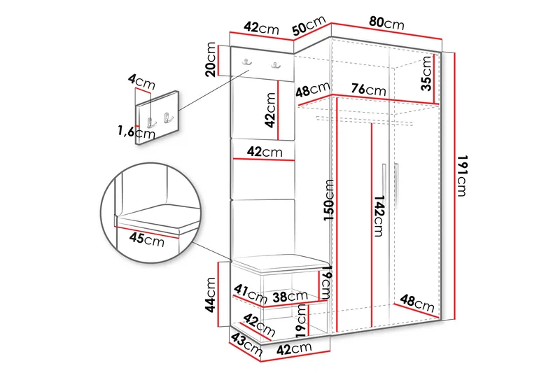 Farosa Entrémøbelsæt - Grå - Møbler - Entrémøbler - Møbelsæt til hall og entre