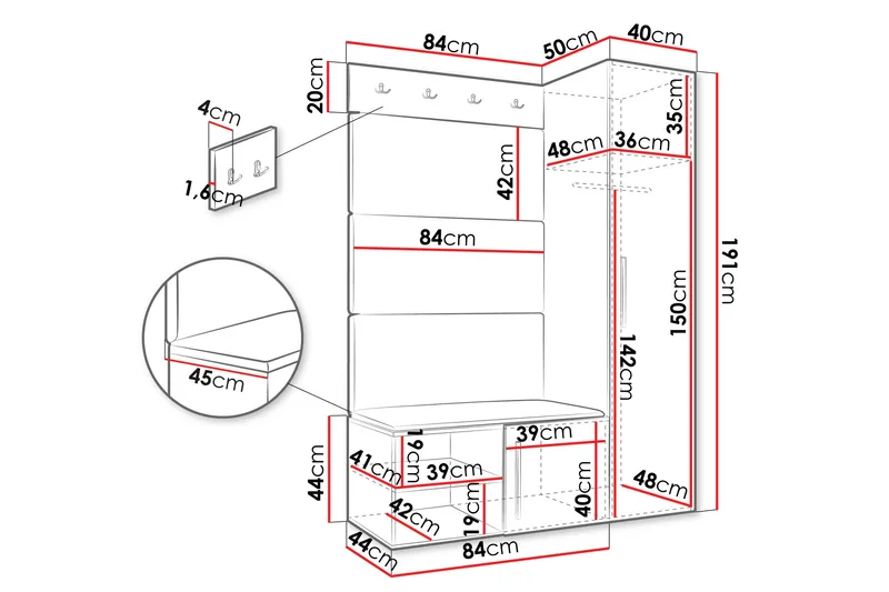 Farosa Entrémøbelsæt - Hvid - Møbler - Entrémøbler - Møbelsæt til hall og entre