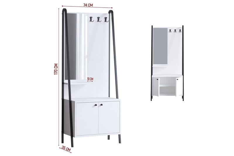 Favric Entrémøbelsæt - Sort/Hvid - Møbler - Entrémøbler - Møbelsæt til hall og entre