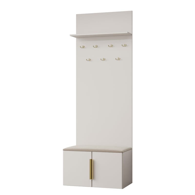 garderobeskab NO_BRAND Skoskab + knagerække KERKIN beige, undefined