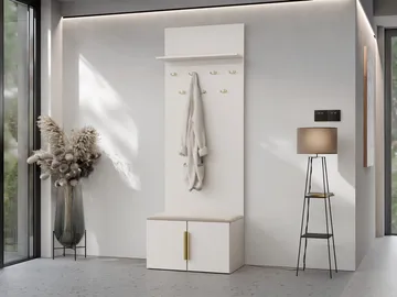 garderobeskab Skoskab + knagerække KERKIN beige - Møbler - Entrémøbler - Møbelsæt til hall og entre