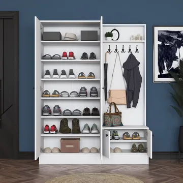 Garderobestativ Wallxpert Eska (139,6 x 182,8 x 37,5 cm) hvid - Hvid - Møbler - Entrémøbler - Møbelsæt til hall og entre