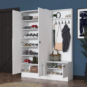 Garderobestativ Wallxpert Eska (139,6 x 182,8 x 37,5 cm) hvid - Hvid - Møbler - Entrémøbler - Møbelsæt til hall og entre