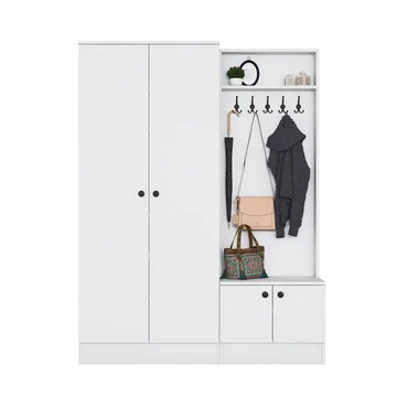 Garderobestativ Wallxpert Eska (139,6 x 182,8 x 37,5 cm) hvid - Hvid - Møbler - Entrémøbler - Møbelsæt til hall og entre