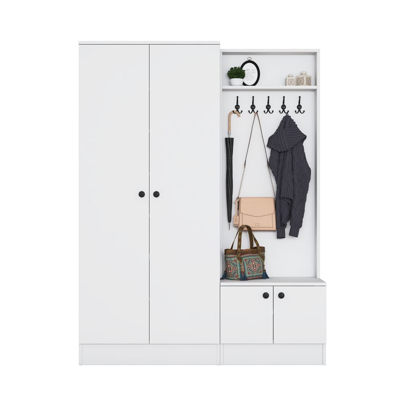 Garderobestativ Wallxpert Eska (139,6 x 182,8 x 37,5 cm) hvid - Hvid - Møbler - Entrémøbler - Møbelsæt til hall og entre