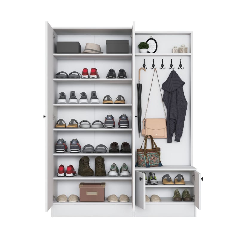 Garderobestativ Wallxpert Eska (139,6 x 182,8 x 37,5 cm) hvid - Hvid - Møbler - Entrémøbler - Møbelsæt til hall og entre