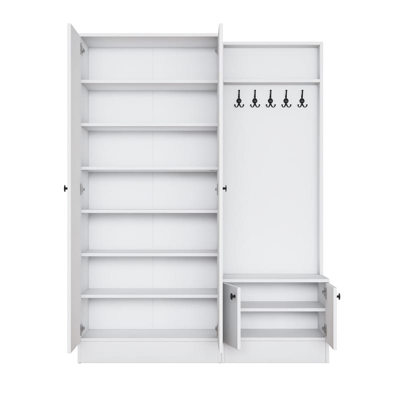Garderobestativ Wallxpert Eska (139,6 x 182,8 x 37,5 cm) hvid - Hvid - Møbler - Entrémøbler - Møbelsæt til hall og entre