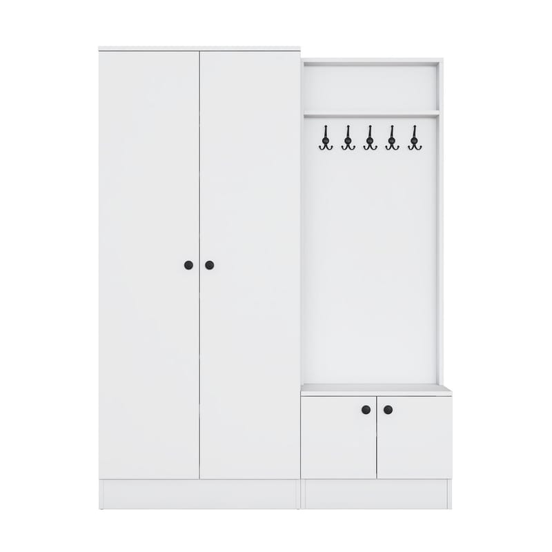 Garderobestativ Wallxpert Eska (139,6 x 182,8 x 37,5 cm) hvid - Hvid - Møbler - Entrémøbler - Møbelsæt til hall og entre