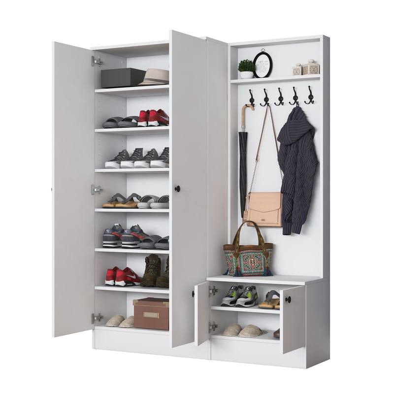 Garderobestativ Wallxpert Eska (139,6 x 182,8 x 37,5 cm) hvid - Hvid - Møbler - Entrémøbler - Møbelsæt til hall og entre