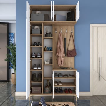Garderobestativ Wallxpert Fenn EA120 (120 x 240 x 37,5 cm) valnød hvid - Valnød og hvid - Møbler - Entrémøbler - Møbelsæt til hall og entre
