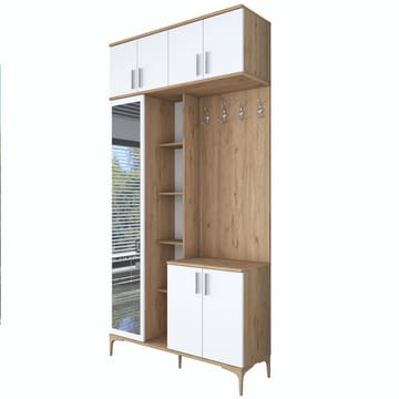 Garderobestativ Wallxpert Fenn EA120 (120 x 240 x 37,5 cm) valnød hvid - Valnød og hvid - Møbler - Entrémøbler - Møbelsæt til hall og entre