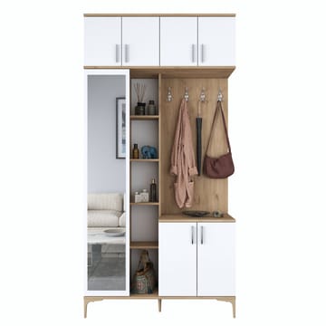 Garderobestativ Wallxpert Fenn EA120 (120 x 240 x 37,5 cm) valnød hvid - Valnød og hvid - Møbler - Entrémøbler - Møbelsæt til hall og entre
