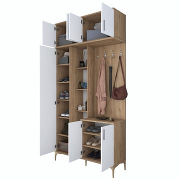Garderobestativ Wallxpert Fenn EA120 (120 x 240 x 37,5 cm) valnød hvid - Valnød og hvid - Møbler - Entrémøbler - Møbelsæt til hall og entre