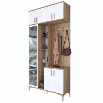 Garderobestativ Wallxpert Fenn EA120 (120 x 240 x 37,5 cm) valnød hvid - Valnød og hvid - Møbler - Entrémøbler - Møbelsæt til hall og entre