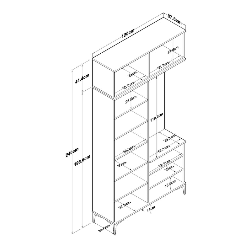 Garderobestativ Wallxpert Fenn EA153 (120 x 240 x 37,5 cm) Valnød Hvid - Valnød og hvid - Møbler - Entrémøbler - Møbelsæt til hall og entre