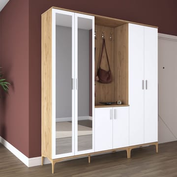 Garderobestativ Wallxpert Gala hylde EA 156 (180 x 198,6 x 37,5 cm) valnød hvid - Valnød og hvid - Møbler - Entrémøbler - Møbelsæt til hall og entre