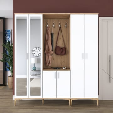 Garderobestativ Wallxpert Gala hylde EA 156 (180 x 198,6 x 37,5 cm) valnød hvid - Valnød og hvid - Møbler - Entrémøbler - Møbelsæt til hall og entre