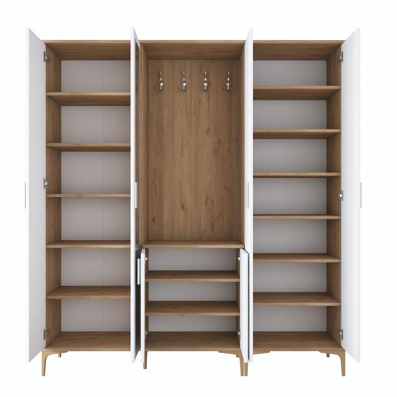 Garderobestativ Wallxpert Gala hylde EA 156 (180 x 198,6 x 37,5 cm) valnød hvid - Valnød og hvid - Møbler - Entrémøbler - Møbelsæt til hall og entre