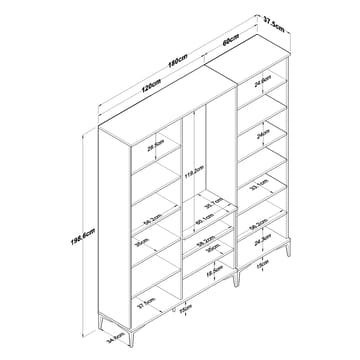 Garderobestativ Wallxpert Gala hylde EA 156 (180 x 198,6 x 37,5 cm) valnød hvid - Valnød og hvid - Møbler - Entrémøbler - Møbelsæt til hall og entre