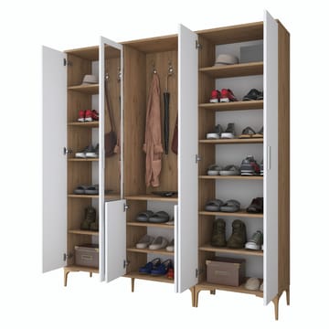 Garderobestativ Wallxpert Gala hylde EA 156 (180 x 198,6 x 37,5 cm) valnød hvid - Valnød og hvid - Møbler - Entrémøbler - Møbelsæt til hall og entre