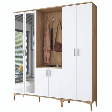 Garderobestativ Wallxpert Gala hylde EA 156 (180 x 198,6 x 37,5 cm) valnød hvid - Valnød og hvid - Møbler - Entrémøbler - Møbelsæt til hall og entre