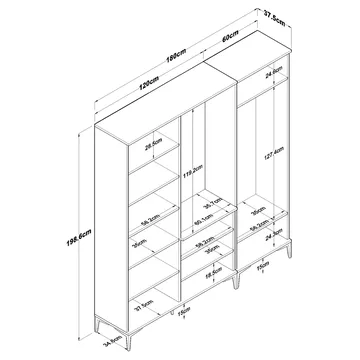 Garderobestativ Wallxpert Gala Shelf EA154 (180 x 198,6 x 37,5 cm) Valnød Hvid - Valnød og hvid - Møbler - Entrémøbler - Møbelsæt til hall og entre