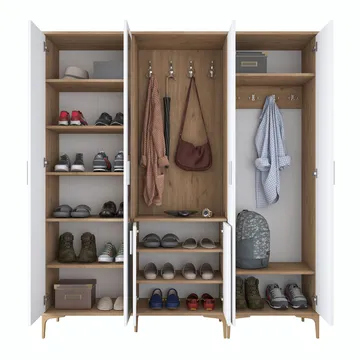 Garderobestativ Wallxpert Gala Shelf EA154 (180 x 198,6 x 37,5 cm) Valnød Hvid - Valnød og hvid - Møbler - Entrémøbler - Møbelsæt til hall og entre