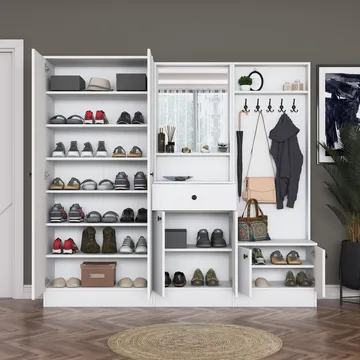 Garderobestativ Wallxpert Hyla (199,4 x 182,2 x 37,5 cm) Hvid - Hvid - Møbler - Entrémøbler - Møbelsæt til hall og entre